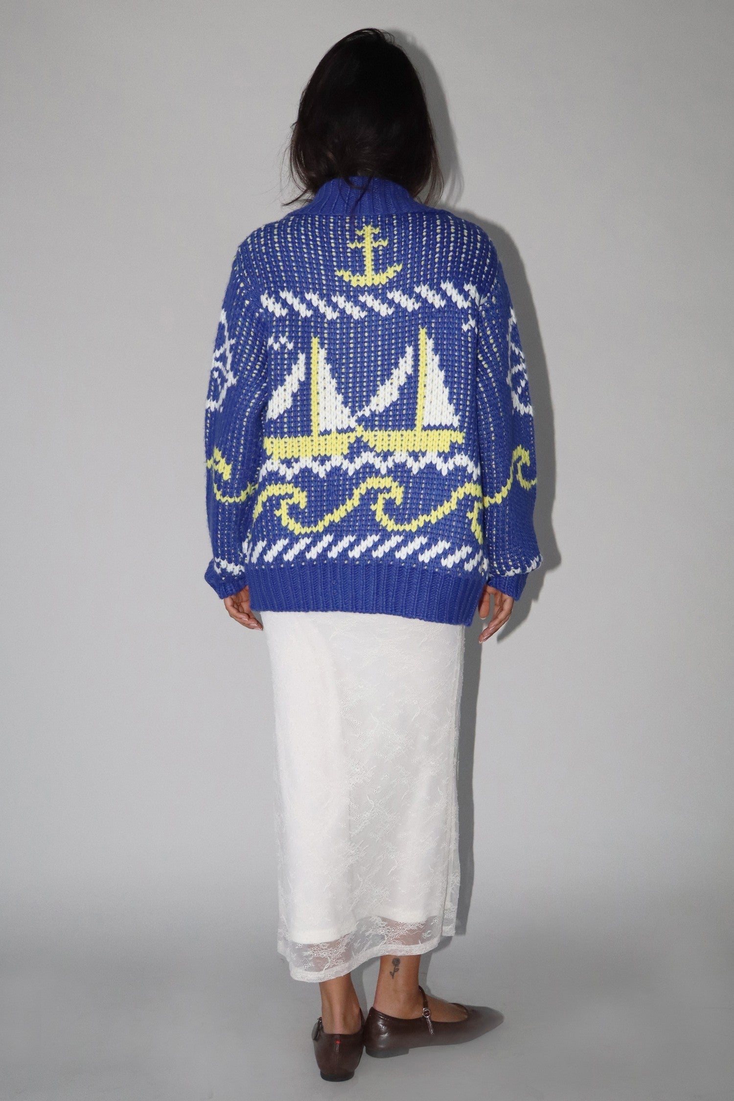 Yacht Party Zip Front Cardigan in Blue