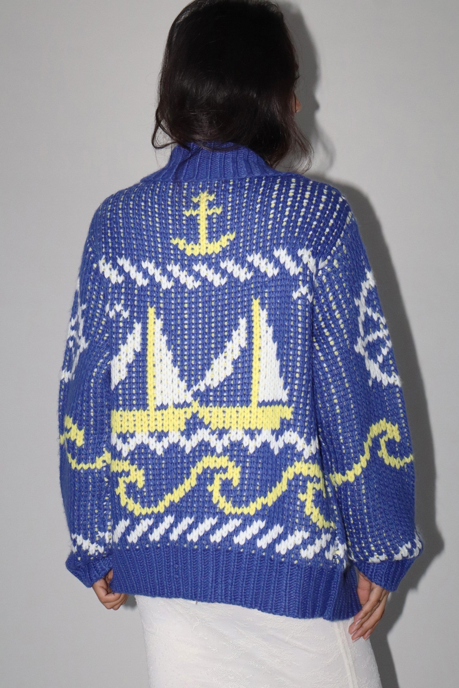 Yacht Party Zip Front Cardigan in Blue