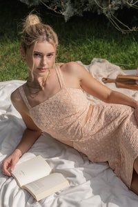 Peachy Keen Embroidered Cut out Mini Dress