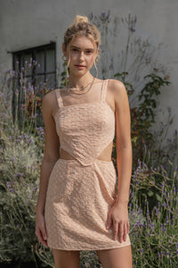 Peachy Keen Embroidered Cut out Mini Dress