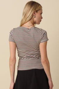 Striped Fitted Tee in Choclolate Stripe