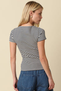 Striped Fitted Tee in Navy Stripe