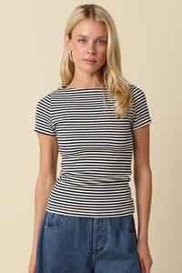 Striped Fitted Tee in Navy Stripe