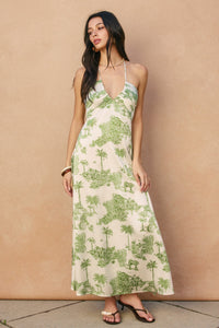 Welcome to the Jungle Printed Halter Maxi Dress