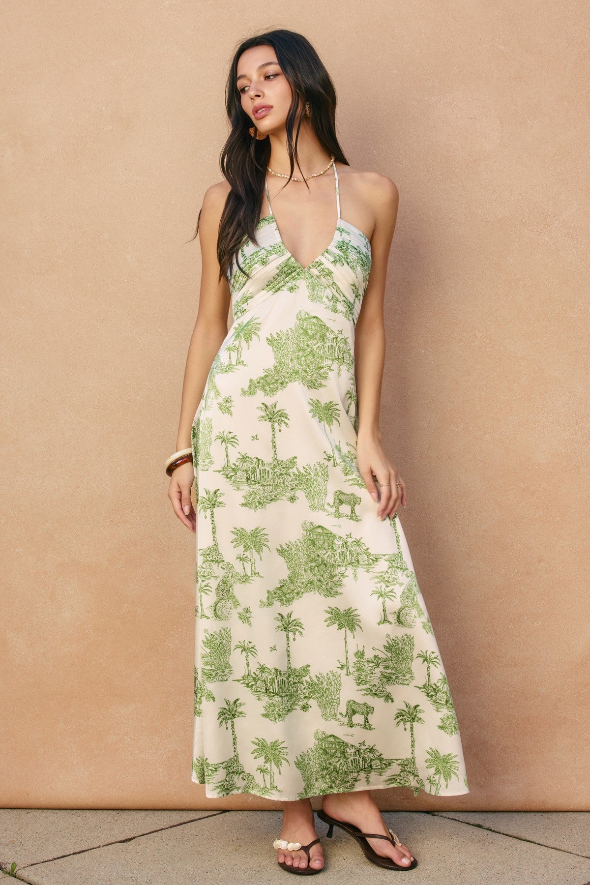 Welcome to the Jungle Printed Halter Maxi Dress