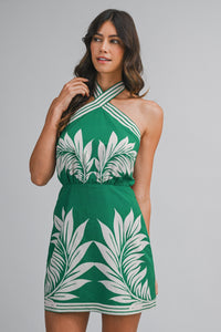 Palm Beach Halter Dress in Green