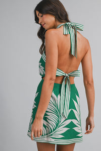 Palm Beach Halter Dress in Green