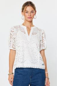 Embrodiered Puff Sleeve Blouse