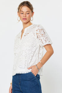 Embrodiered Puff Sleeve Blouse