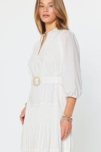 Hamptons Tiered Maxi Dress with Belt in White