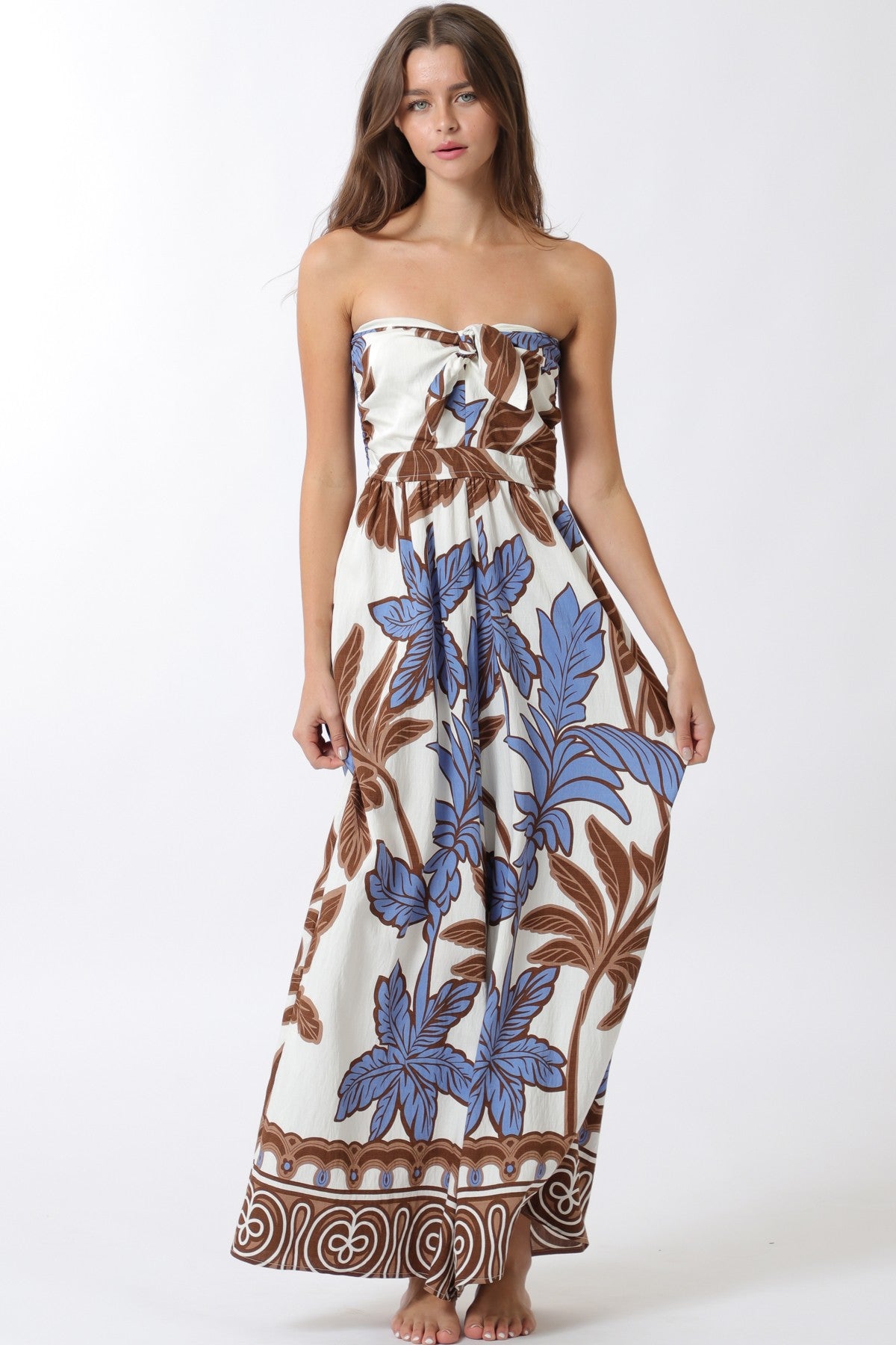 Golden Hour Tropical Wide Leg Jumpsuit