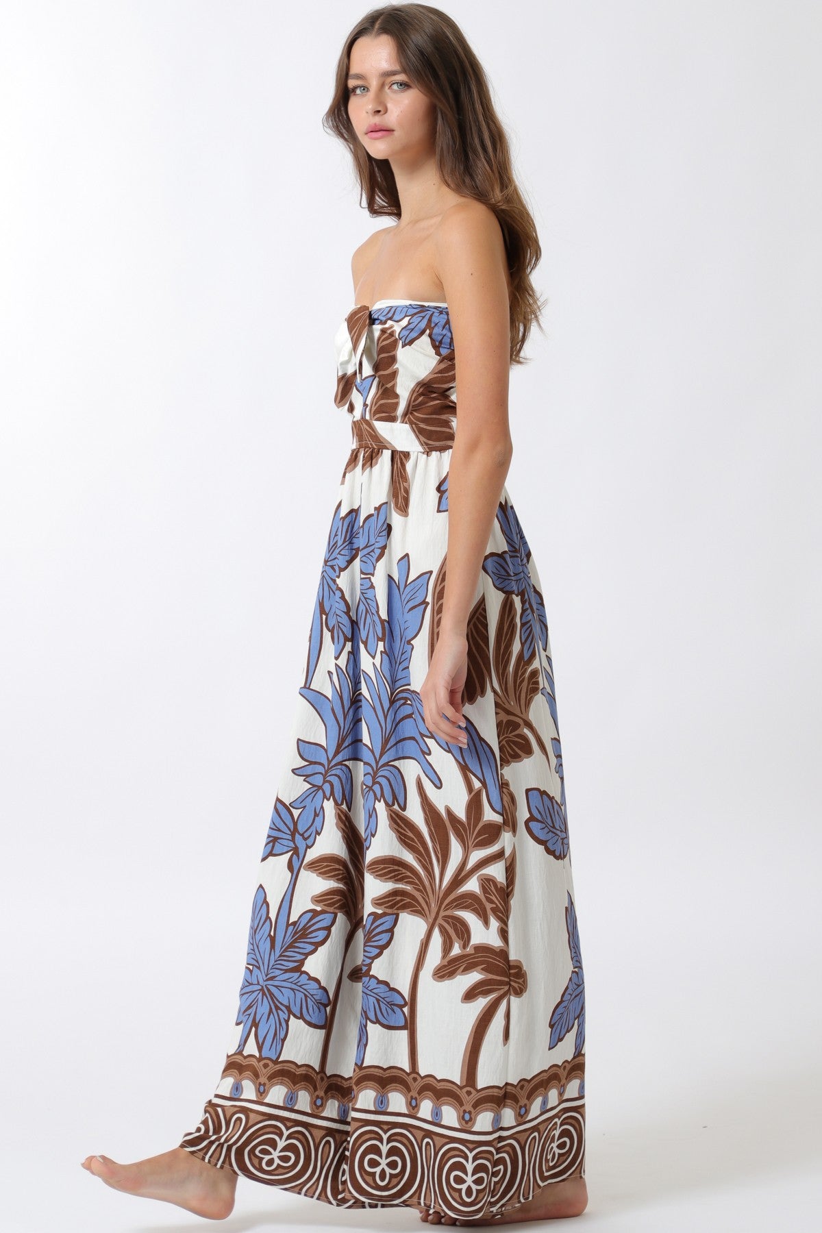 Golden Hour Tropical Wide Leg Jumpsuit