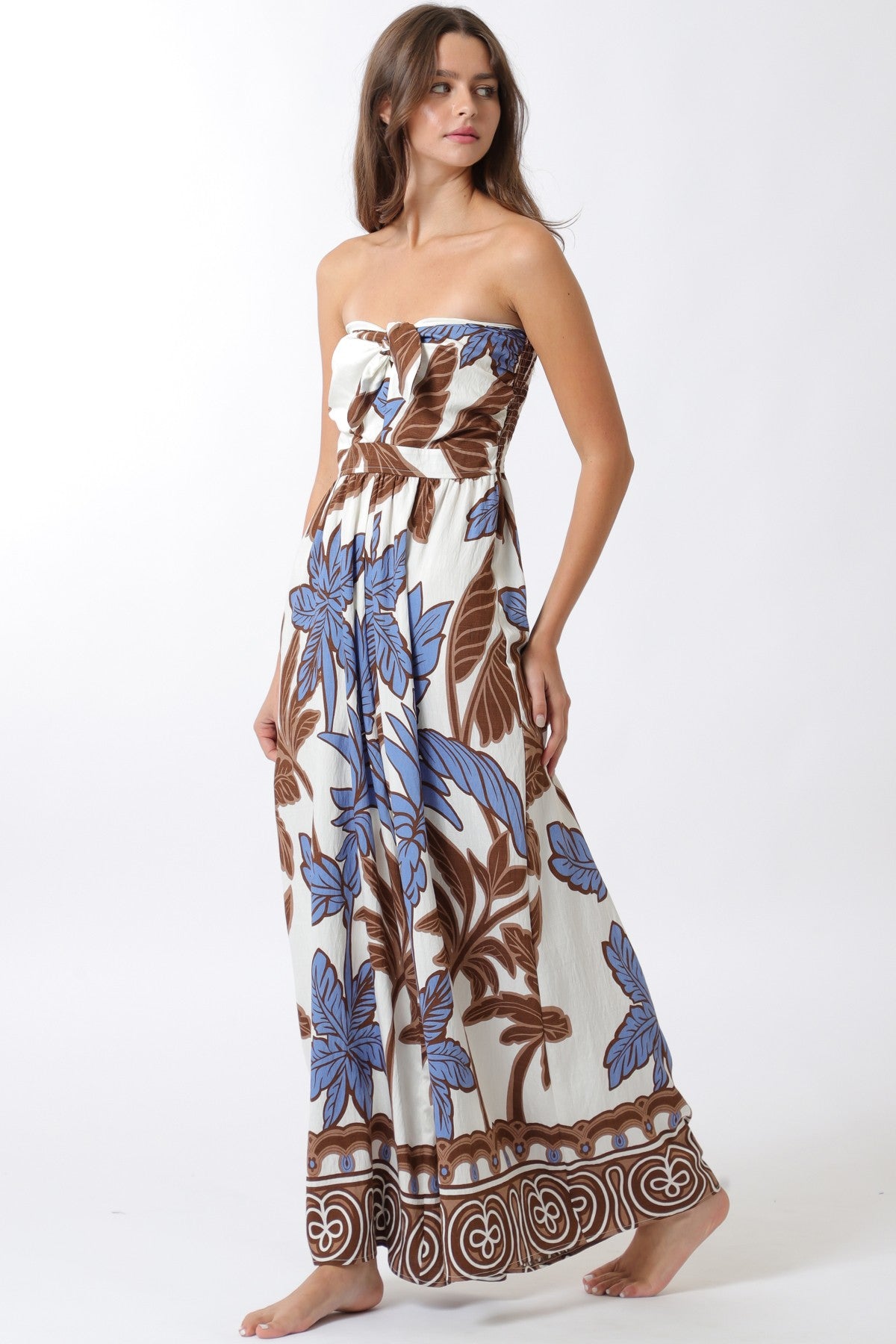 Golden Hour Tropical Wide Leg Jumpsuit