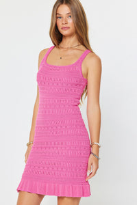 Seasons Crochet Mini Dress in Pink