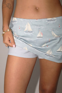 Sailboat Mini Skort in Light Blue