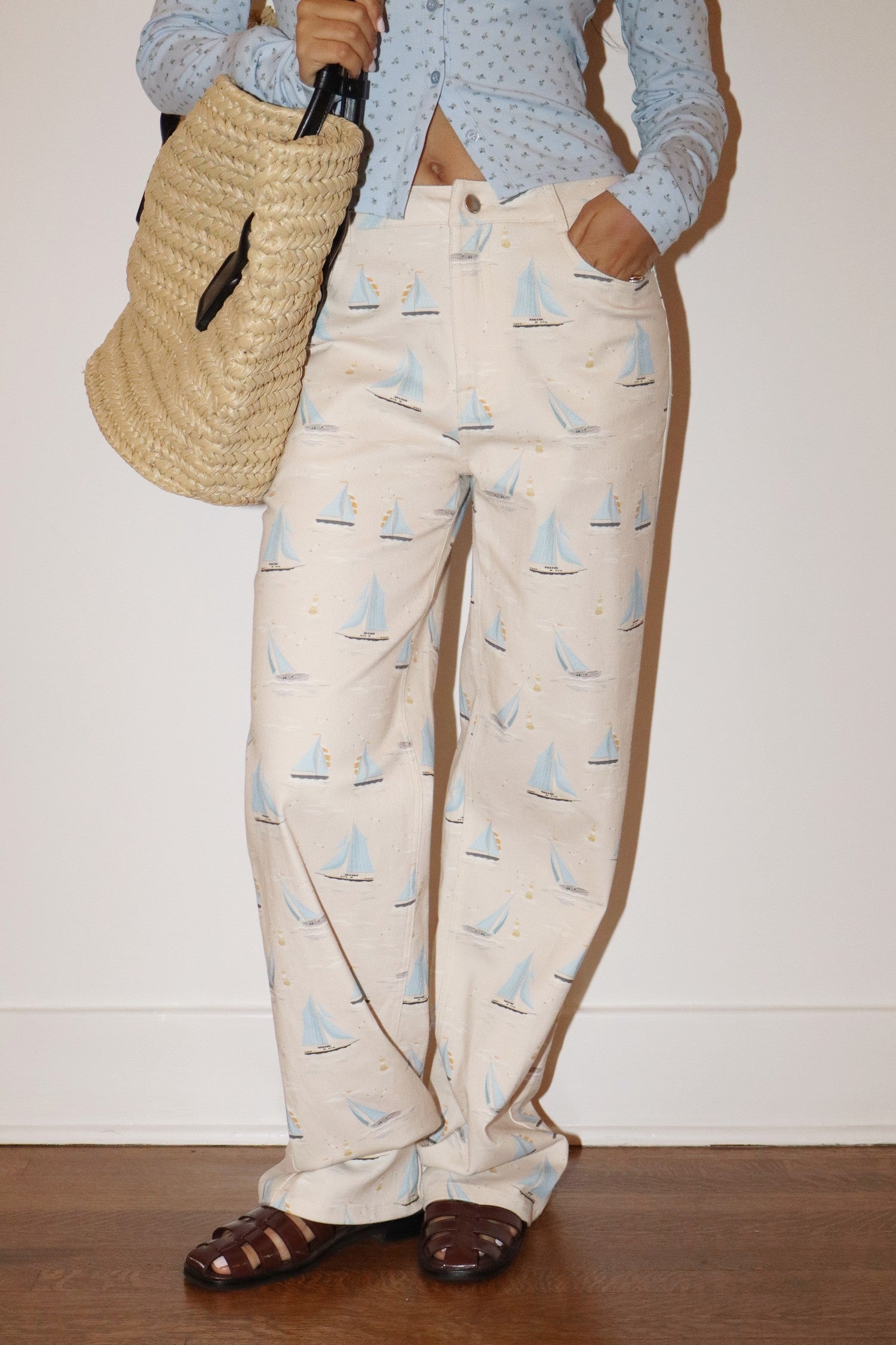 Sailboat Print Pants