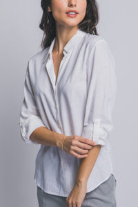 Classic Linen Button Down Top in White