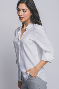 Classic Linen Button Down Top in White