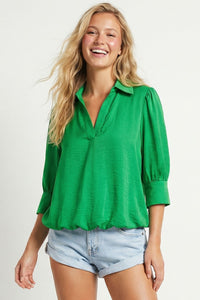 Ana Half Split Blouse in Peridot