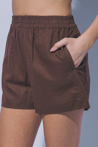 Classic Linen Shorts in Chocolate