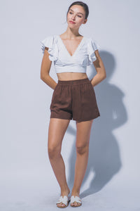 Classic Linen Shorts in Chocolate
