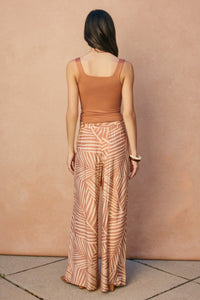 Tropical Leaf Tie Waist Pants