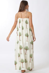 Nassau Palm Print Tie Strap Maxi Dress