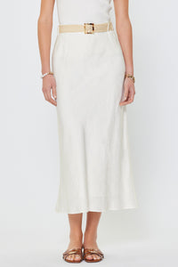 Shoreline Linen Blend Maxi Skirt with Raffia Belt