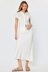 Shoreline Linen Blend Maxi Skirt with Raffia Belt