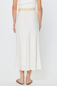 Shoreline Linen Blend Maxi Skirt with Raffia Belt