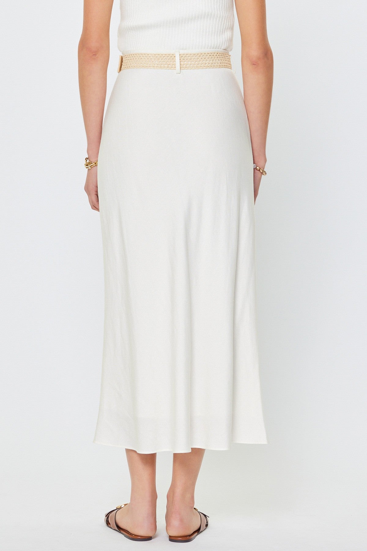 Shoreline Linen Blend Maxi Skirt with Raffia Belt