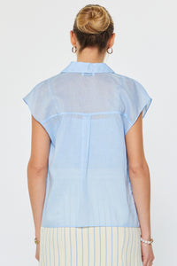 Lace Cami and Button Down Top Set in Light Blue