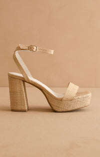 Natural Woman Grass Weave Platform Heel