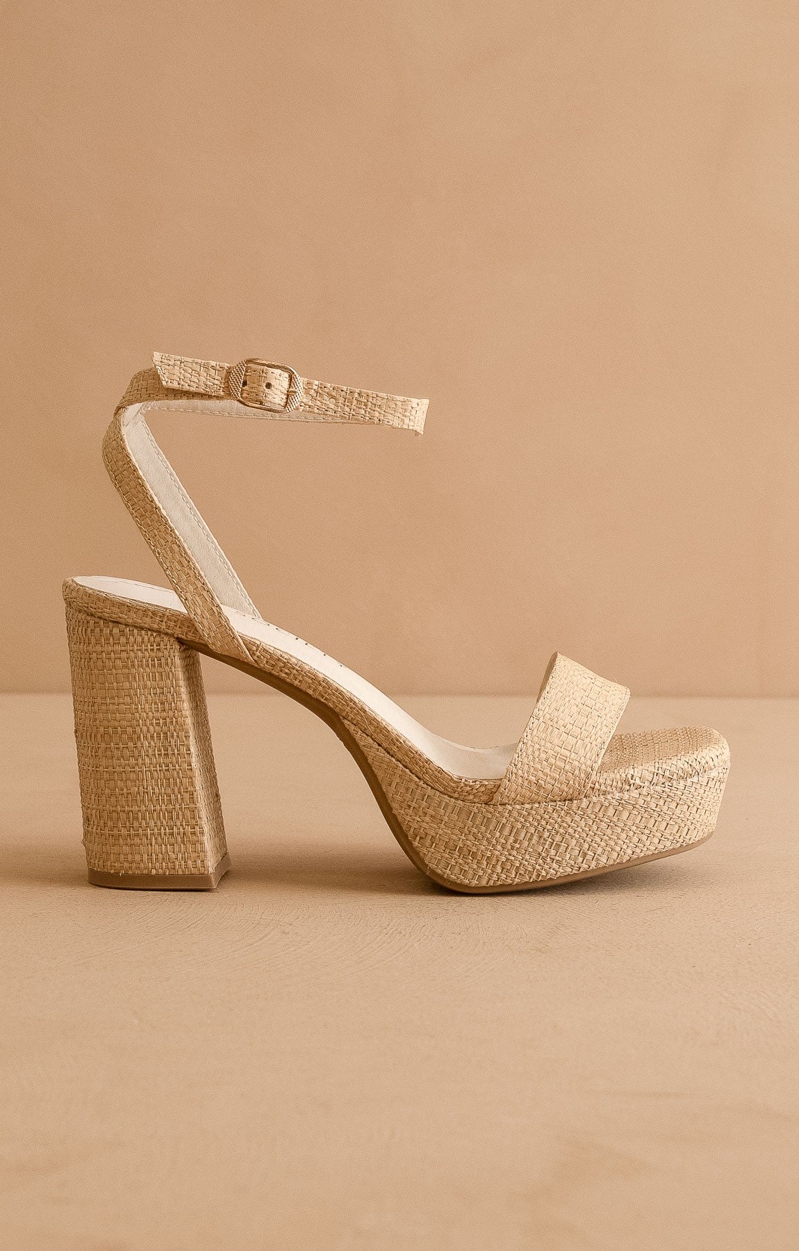 Natural Woman Grass Weave Platform Heel