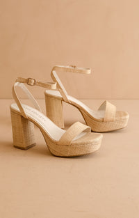 Natural Woman Grass Weave Platform Heel