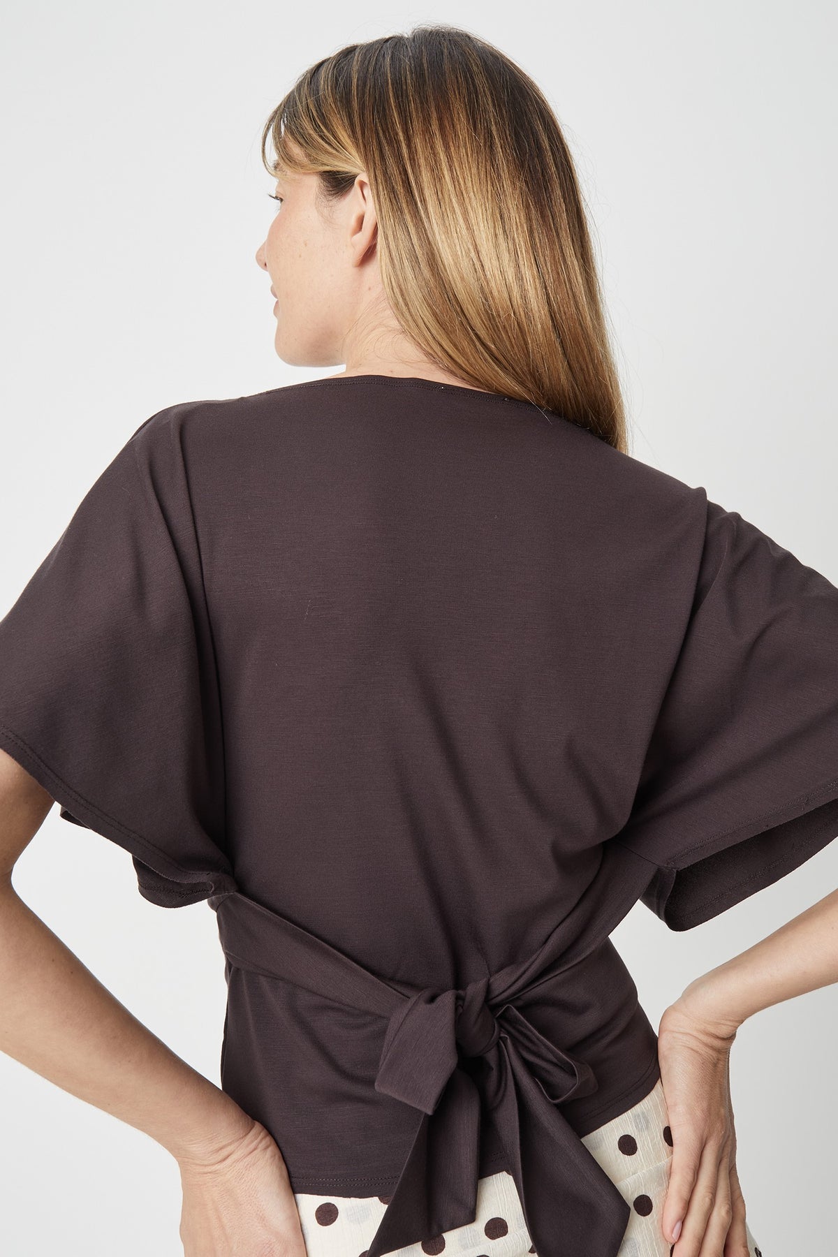 Margaux Tie Waist Boat Neck Knit Top in Chocolate