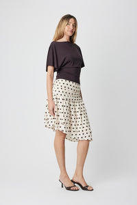 Margaux Tie Waist Boat Neck Knit Top in Chocolate
