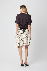 Margaux Tie Waist Boat Neck Knit Top in Chocolate