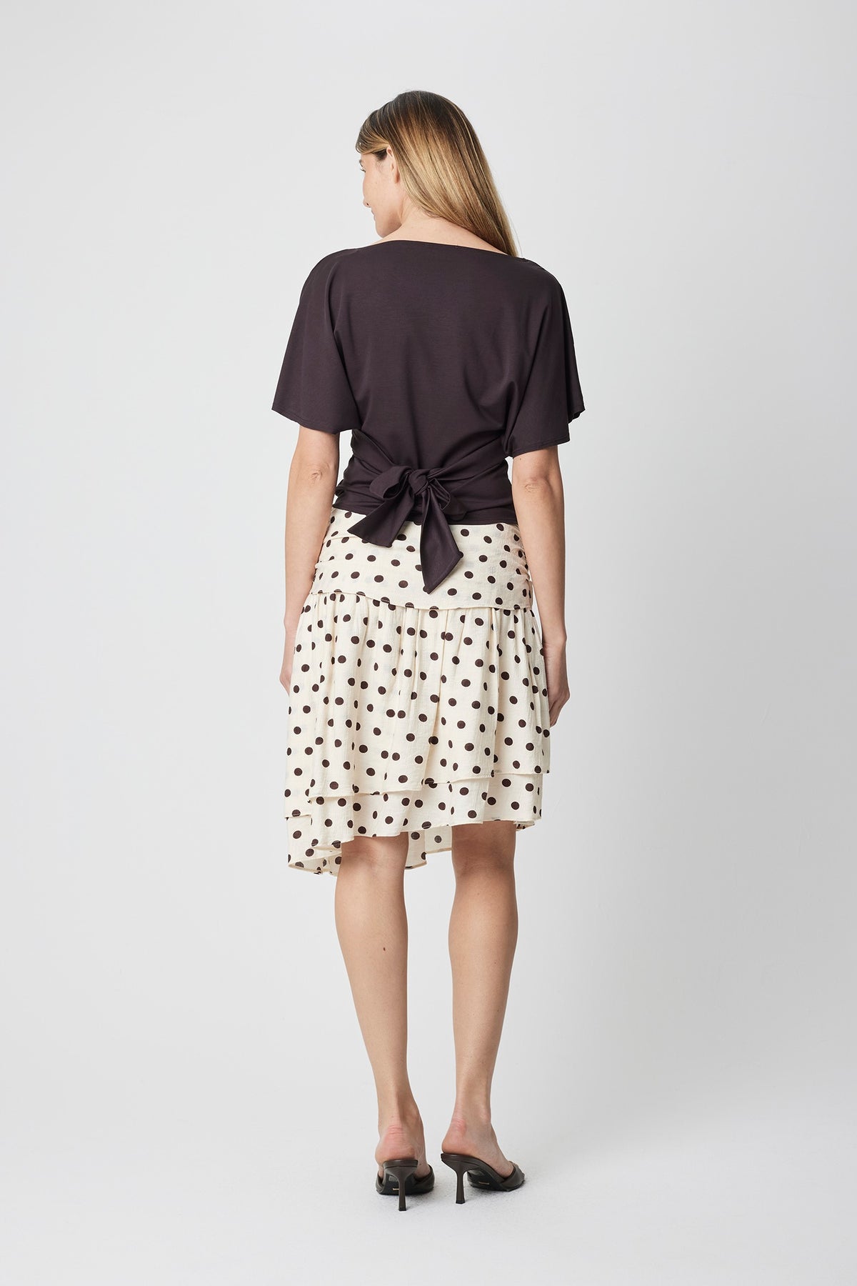 Margaux Tie Waist Boat Neck Knit Top in Chocolate