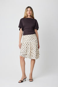 Margaux Tie Waist Boat Neck Knit Top in Chocolate