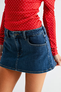 Classic Denim Skort in Dark Denim