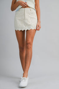 Isabella Eyelet Scallop Hem Mini Skort