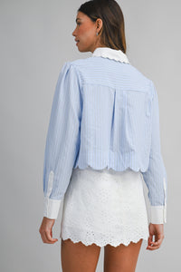 Isabella Eyelet Scallop Hem Mini Skort in Ivory