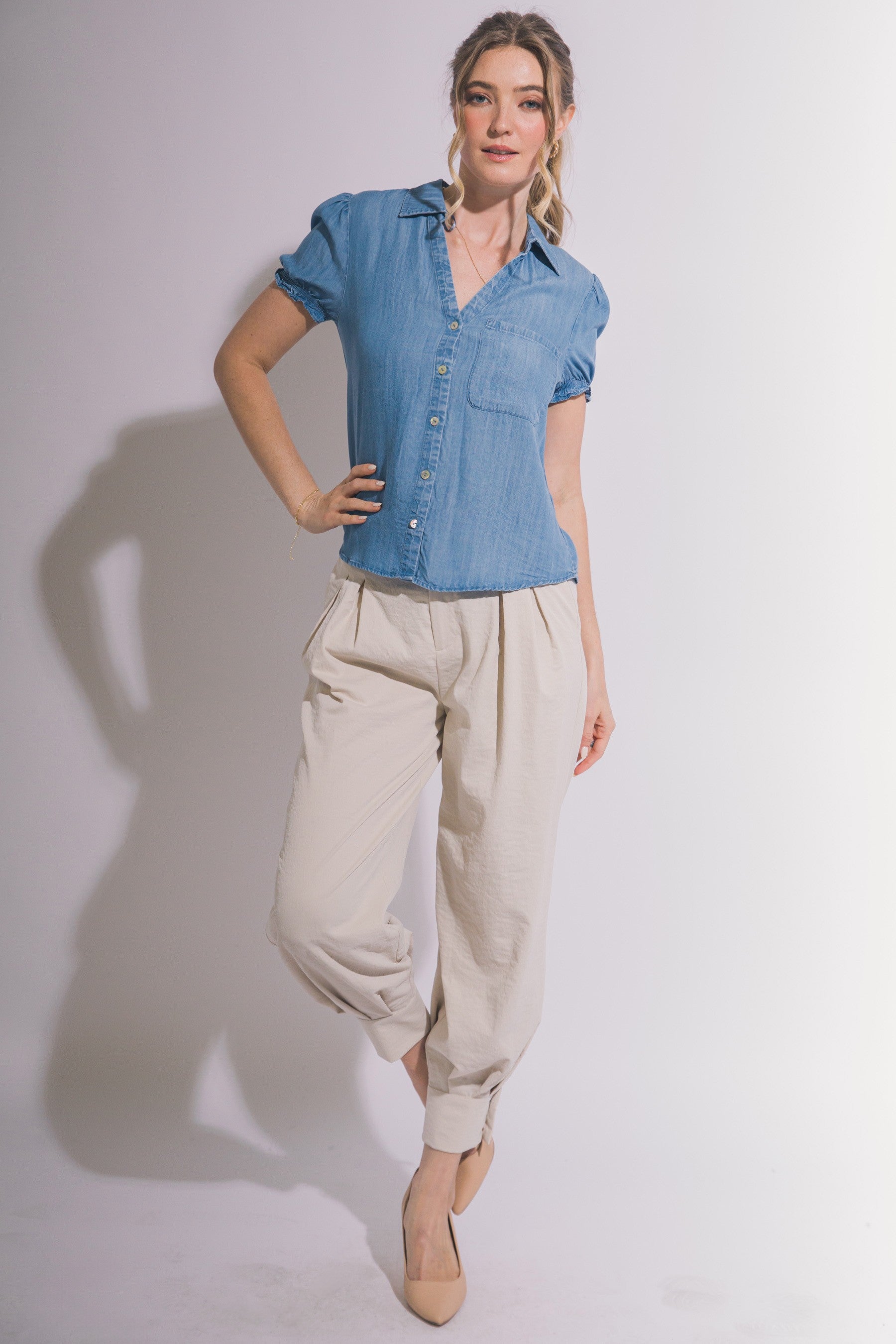 Tencel Puff Sleeve Top