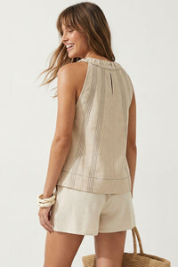 Perfectly Polished Contrast Stitch Sleeveless Top