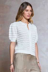 Crochet Open Knit Short Sleeve Cardigan
