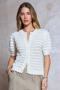 Crochet Open Knit Short Sleeve Cardigan