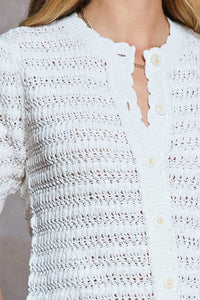 Crochet Open Knit Short Sleeve Cardigan