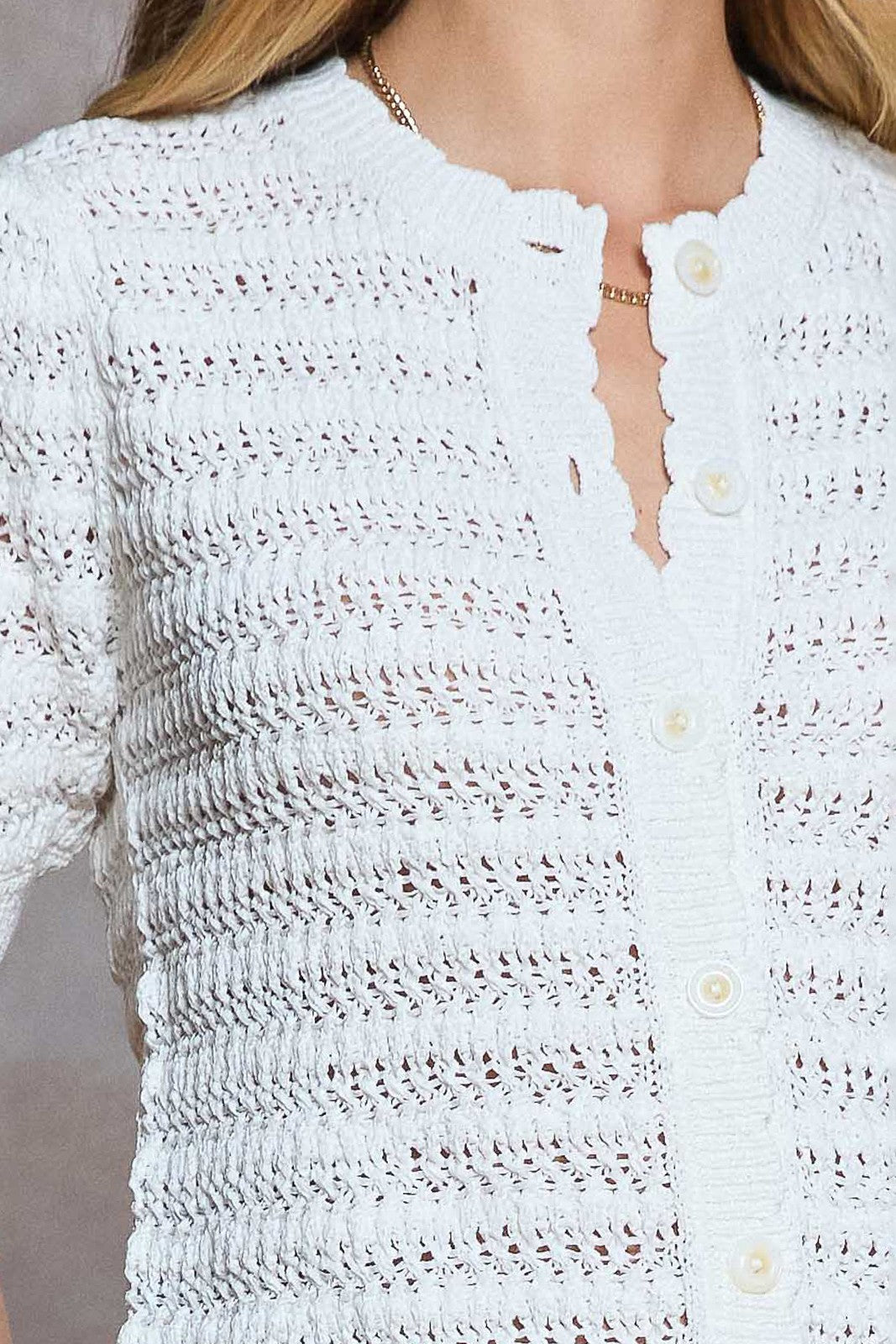 Crochet Open Knit Short Sleeve Cardigan