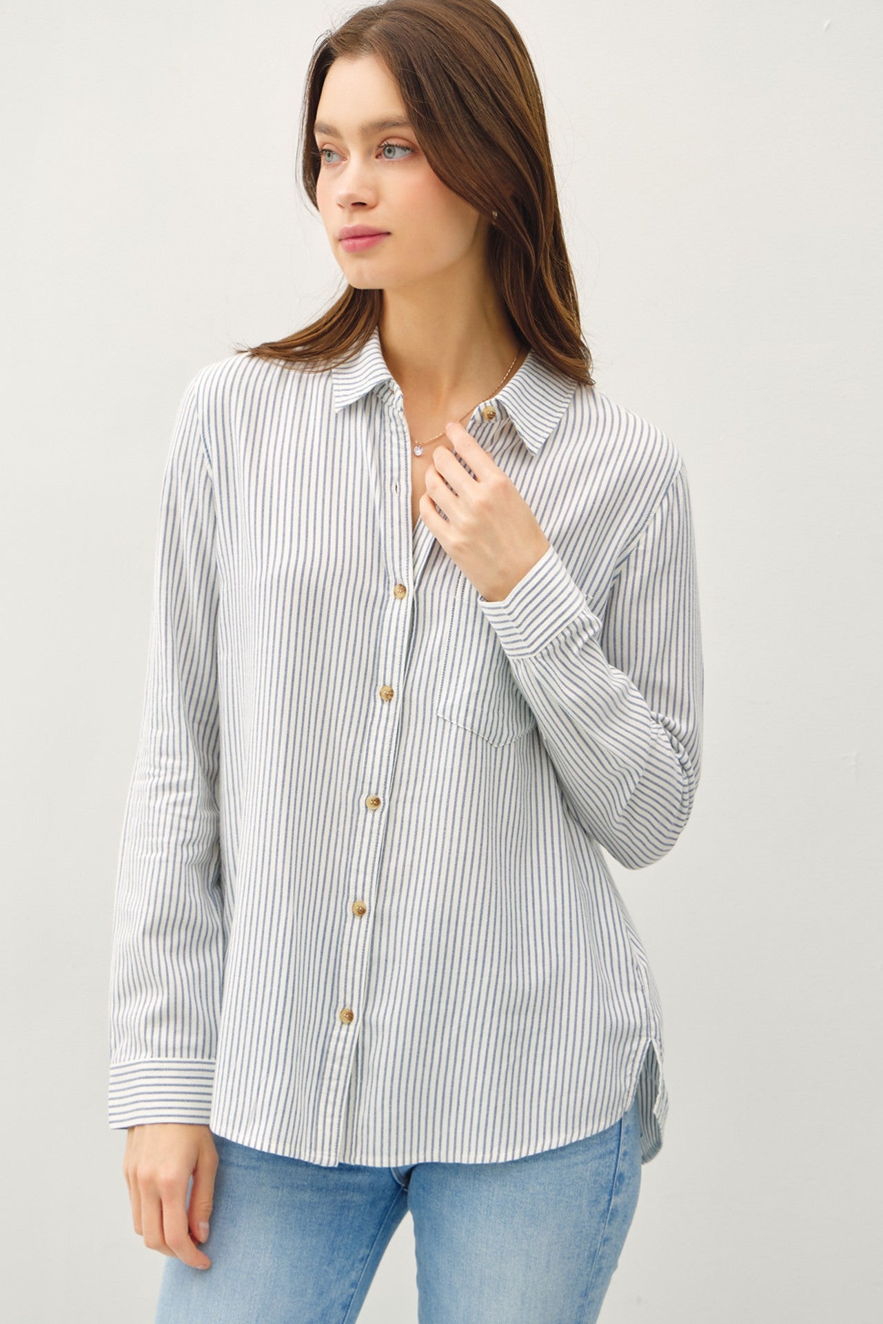 Pinstripe Button Up Top